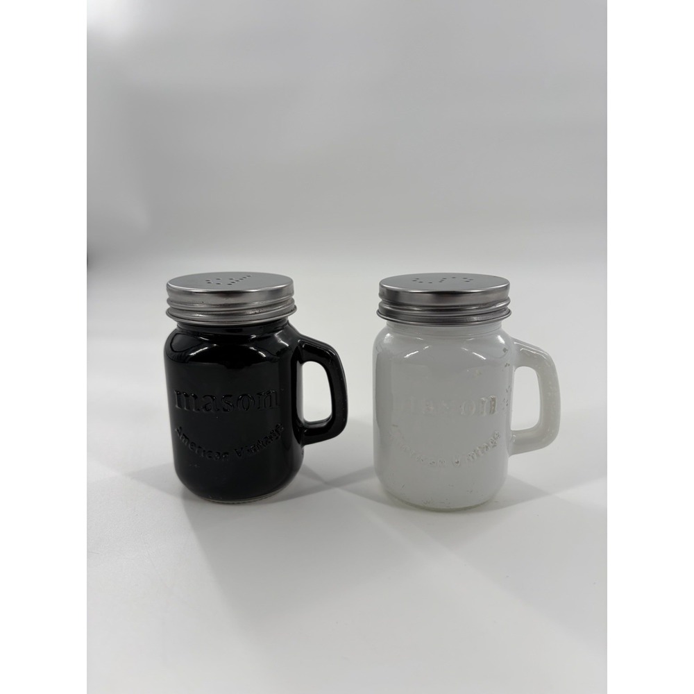 Mason Craft & More American Vintage Salt Pepper Shakers Black White 4oz